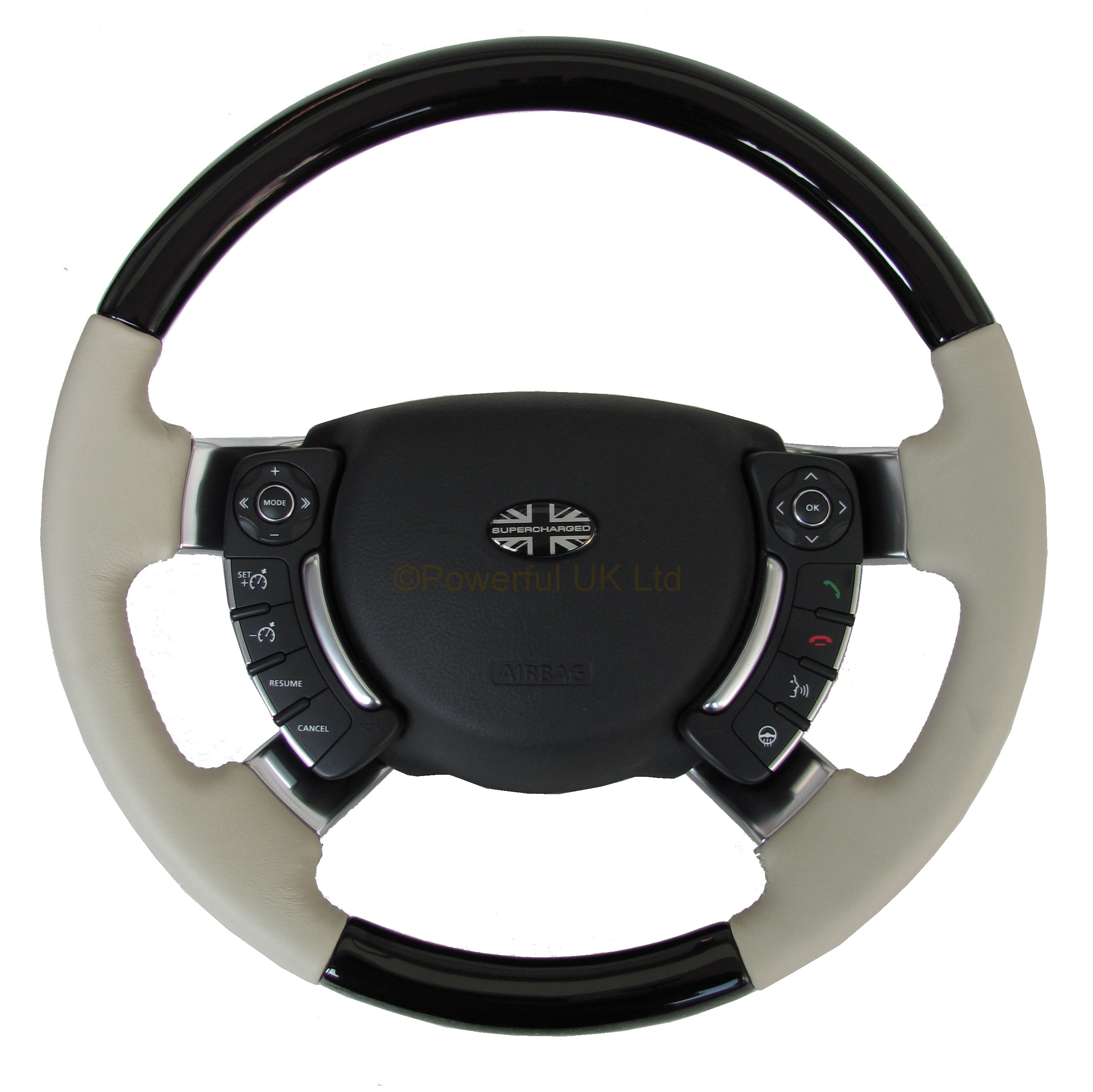Ivory leather & Black Piano steering wheel for Range Rover L322